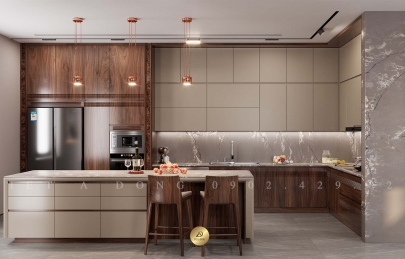 8+ Mẫu nội thất phòng bếp gỗ óc chó Việt Á Đông sẽ là xu hướng năm 2025